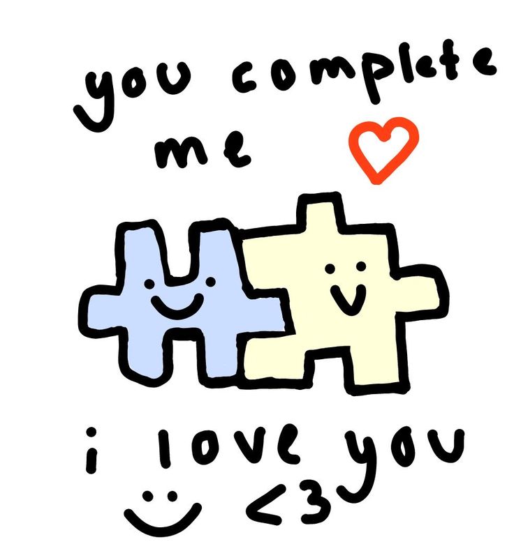 an image of two puzzle pieces with the words you complete me and i love you