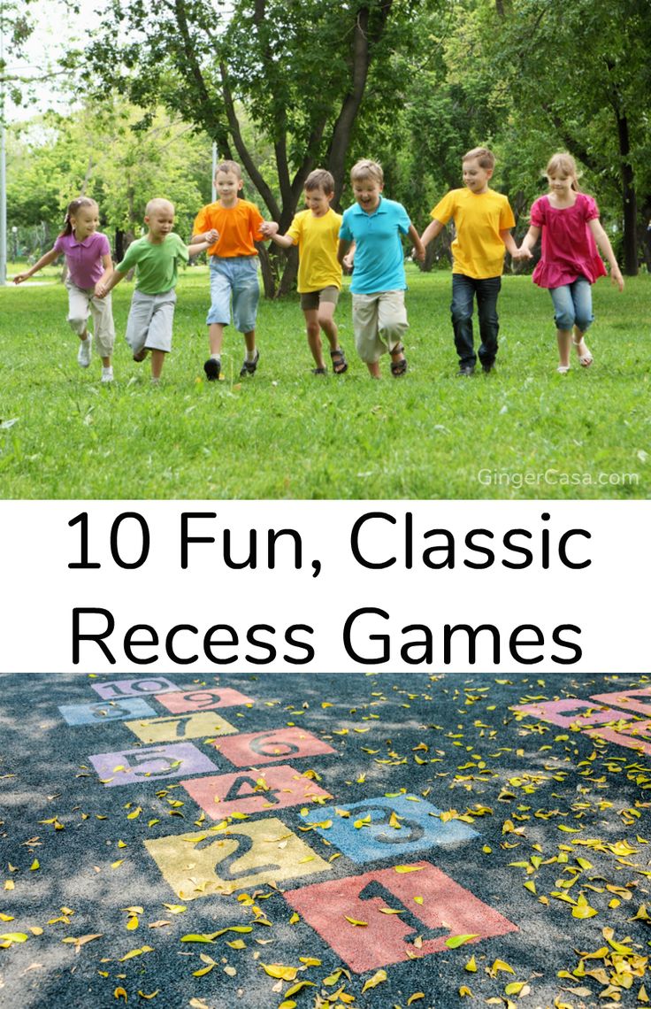 kids running in the grass with words that read 10 fun, classic recess games