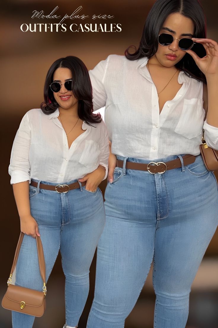 White Shirt And Jeans Outfit, Shirt And Jeans Outfit, Midsize Outfits, Pants Women Fashion, Jeans Outfit, How To Look Classy, Jean Outfits, Jeans Style, White Shirt