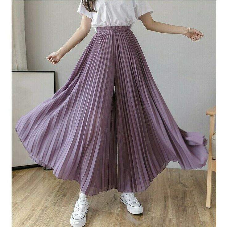 Purple Pleated Skirt, Chiffon Pants, Pleated Chiffon, Winter Formal, Party Dress Long Sleeve, Puff Sleeve Dresses, Pantalon Large, Pleated Pants, Party Dress Long