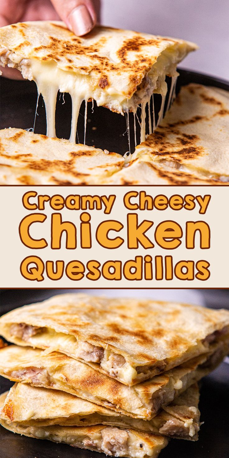 this creamy cheesy chicken quesadillas is an easy and delicious appetizer