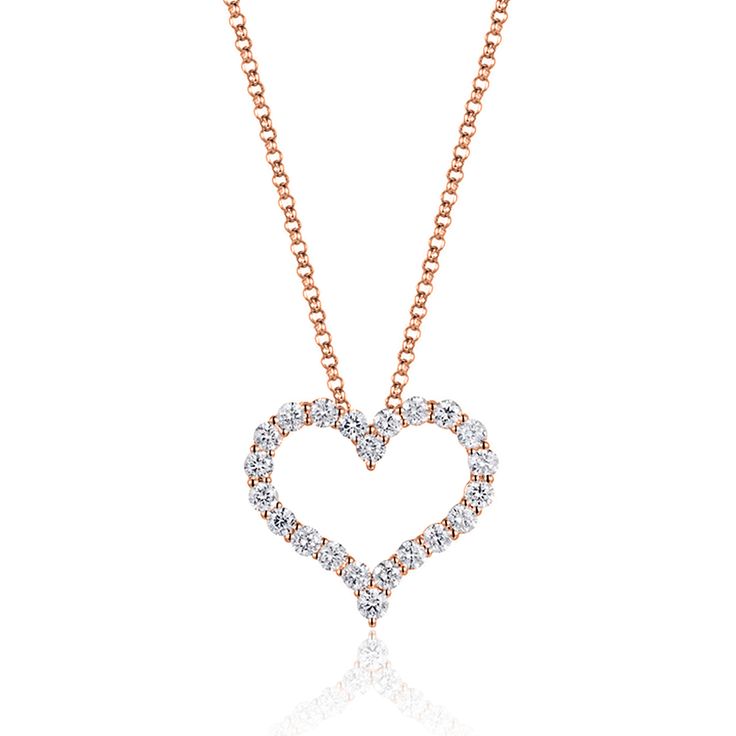 Radiating luxury and elegance, our Diamond Heart Necklace in 14k gold is the epitome of timeless sophistication. The shimmering diamonds and intricate design of the pendant will leave you captivated, making it an exceptional addition to your jewelry collection. Delicately crafted with precision, this piece is the perfect embodiment of luxury. Add this to your jewelry collection and take your style statement up a notch! Elegant Heart Shaped Necklace With Prong Setting, Formal Cubic Zirconia Heart Pendant Necklace, Wedding Heart Necklace In Prong Setting, Wedding Heart Necklace With Prong Setting, Fine Jewelry Heart Necklace With Brilliant Cut For Wedding, Formal Fine Jewelry Heart Necklace With Cubic Zirconia, Elegant Rose Gold Heart Pendant Necklace, Elegant Diamond White Heart Pendant Necklace, Formal Heart Pendant Jewelry With Diamond Accents