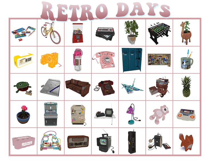 an image of retro days game board with items and objects on it, including suitcases