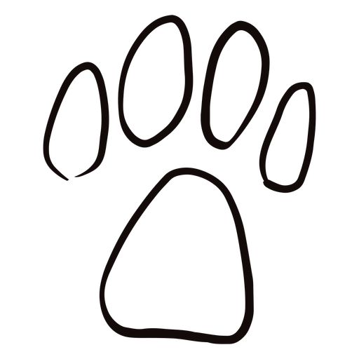 a black and white drawing of a dog's paw