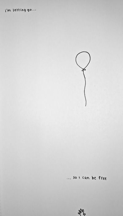 a black and white photo of a balloon floating in the sky with words written on it