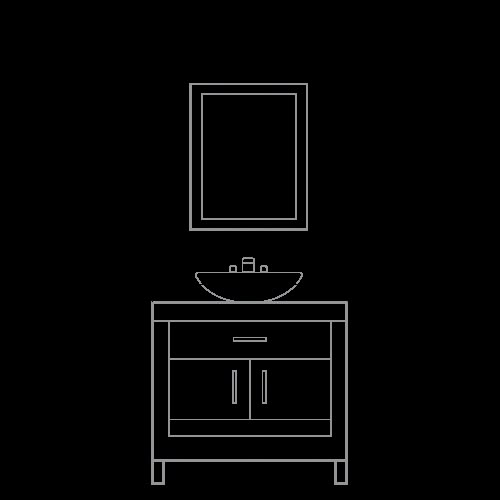 the measurements for a bathroom vanity and sink are shown in this diagram, which shows the height of each cabinet