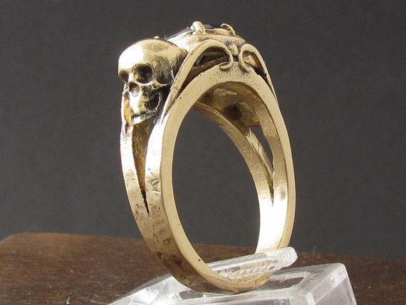 MySacrum SKULL RING GOLD 14K Gold Gothic Wedding Rings, Gothic Gold Rings For Anniversary, Unique Skull Shaped Anniversary Rings, Gold Gothic Jewelry For Anniversary, Gold Skull Ring Collectible, Gold Skull Shaped Collectible Ring, Symbolic Hallmarked Skull Ring For Anniversary, Vintage Gold Skull-shaped Jewelry, Vintage Gold Skull Jewelry