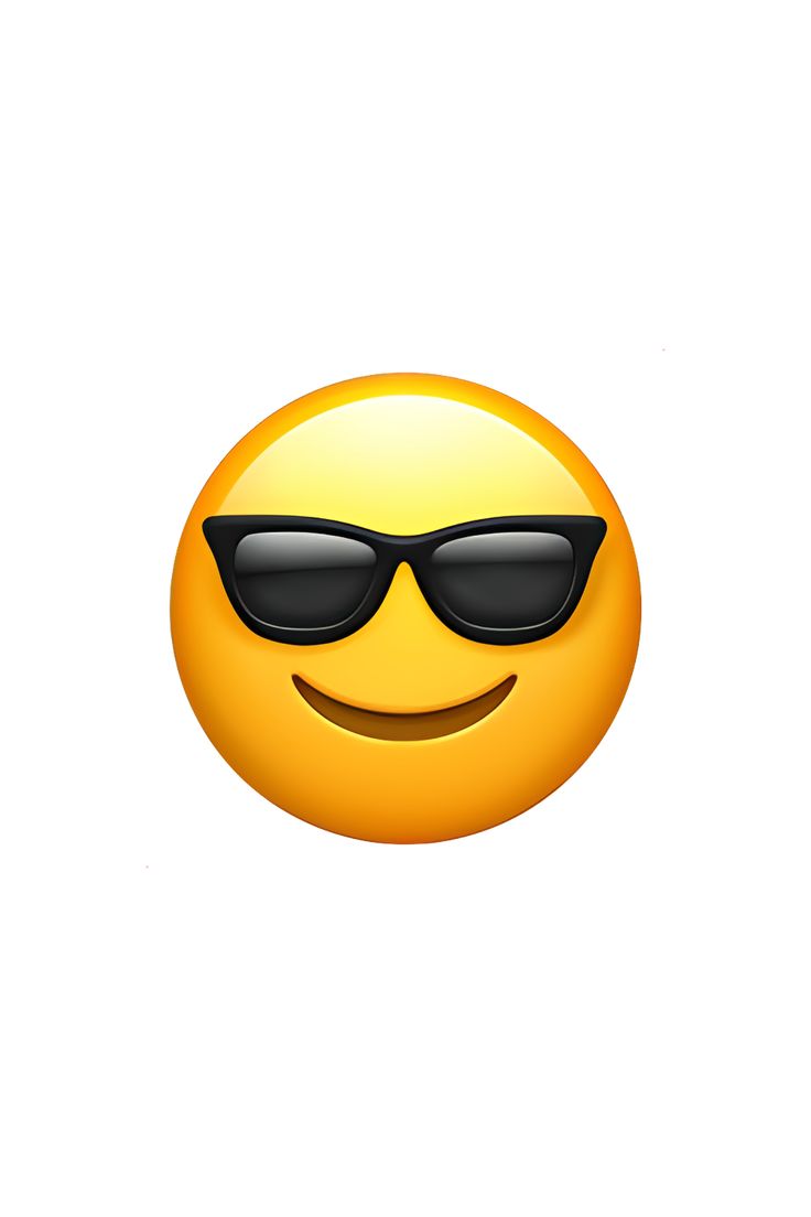 an emoticive smiley face wearing sunglasses