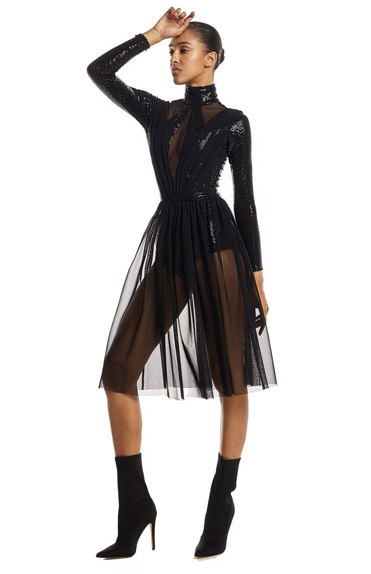 https://cdn.shopify.com/s/files/1/0913/5882/files/F2020ECOM_Nymphe_Glam_3MB.mp4?v=1634174976 Sheer Dress Outfit Night, Power Dress, Ballerina Style, Heel Boot, Sheer Skirt, Bodysuit Fashion, Black Sequin Dress, Dresses Ideas, Glam Dresses