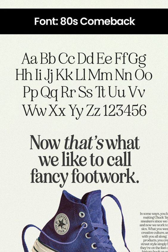 an advertisement for converse shoes with the words, now that's what we like to call fancy footwork