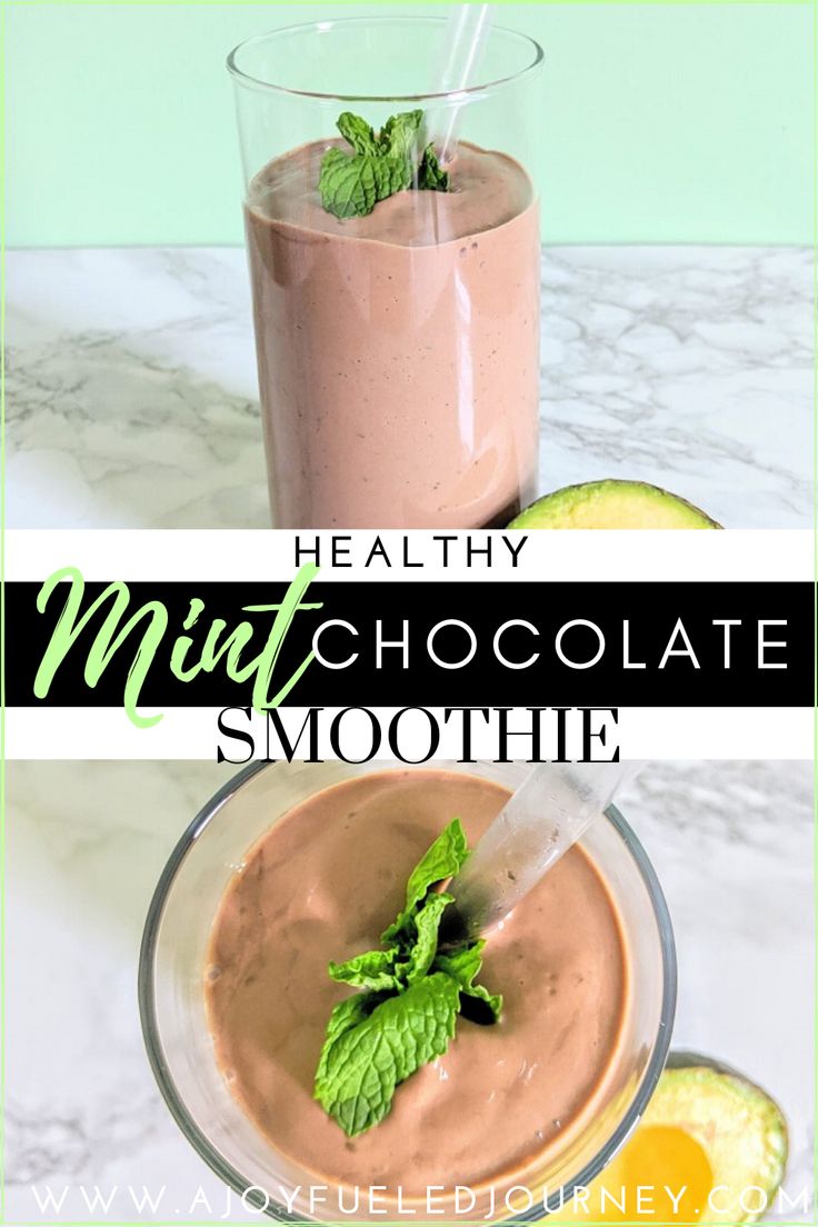 healthy chocolate smoothie recipe with mint and avocado