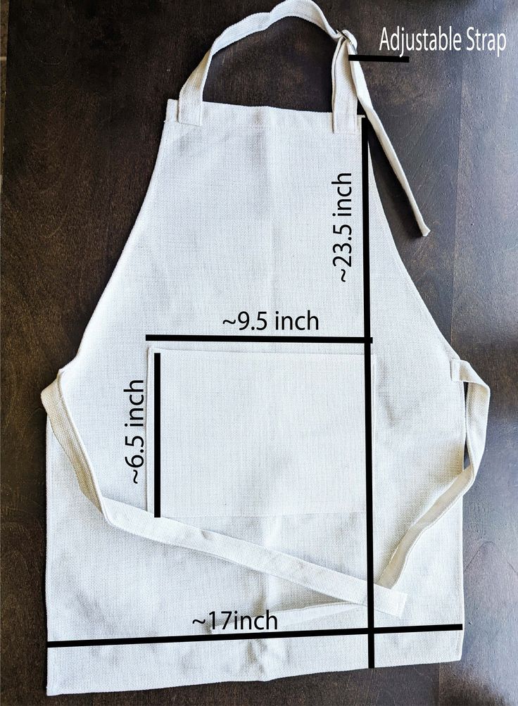 an apron is shown with measurements for the size and fabric to be sewn on