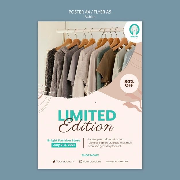 a flyer for a clothing store with clothes on hangers and the words, limited edition