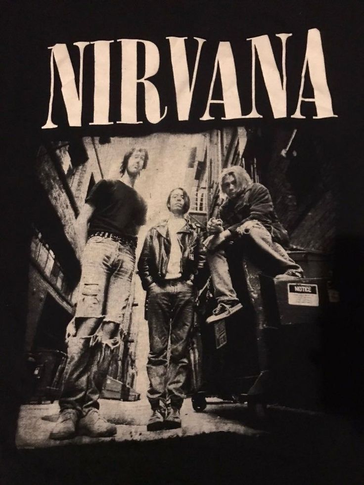 an image of nirvana on a black t - shirt with the words nirvana in white