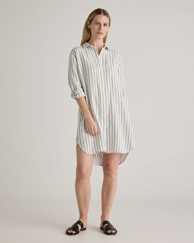 100% European Linen Shirt Dress Relaxed Fit Shirt Dress With Roll-up Sleeves For Daywear, Elegant Shirt Dress With Roll-up Sleeves For Daywear, Summer Daywear Shirt Dress With Button Cuffs, Summer Cotton Shirt Dress For Business Casual, Classic Shirt Dress With Spread Collar For Day Out, Summer Shirt Dress With Button Cuffs For Daywear, Casual Shirt Dress With Button Cuffs And Shirttail Hem, Classic Collared Shirt Dress For Day Out, Elegant Summer Shirt Dress With Rolled Sleeves