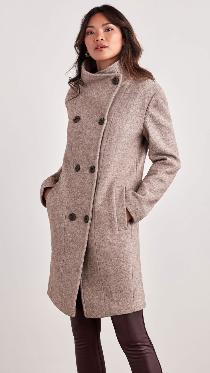 A modern update on an outerwear classic, the Ellen Tracy Wool Pea Coat is a double-breasted overcoat that provides the perfect match of style and warmth. Stroll in the park on a blustery day, or meet your crew for dinner at a chic café. This versatile tweed pea coat will always look the part. Luxury Gray Pea Coat For Workwear, Luxury Timeless Pea Coat With Button Closure, Luxury Tailored Pea Coat For Winter, Luxury Pea Coat With Suit Collar For Office, Cheap Double-breasted Pea Coat For Workwear, Luxury Gabardine Pea Coat For Spring, Affordable Casual Winter Pea Coat, Luxury Spring Pea Coat For Formal Occasions, Cheap Spring Pea Coat With Buttons