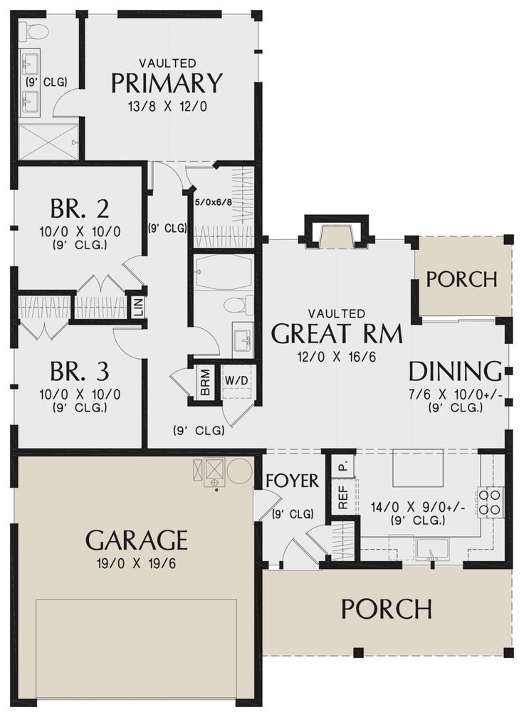 two story house plan with garage and living room on the first floor, attached to an upstairs