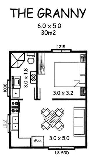 the granny floor plan with measurements for each room