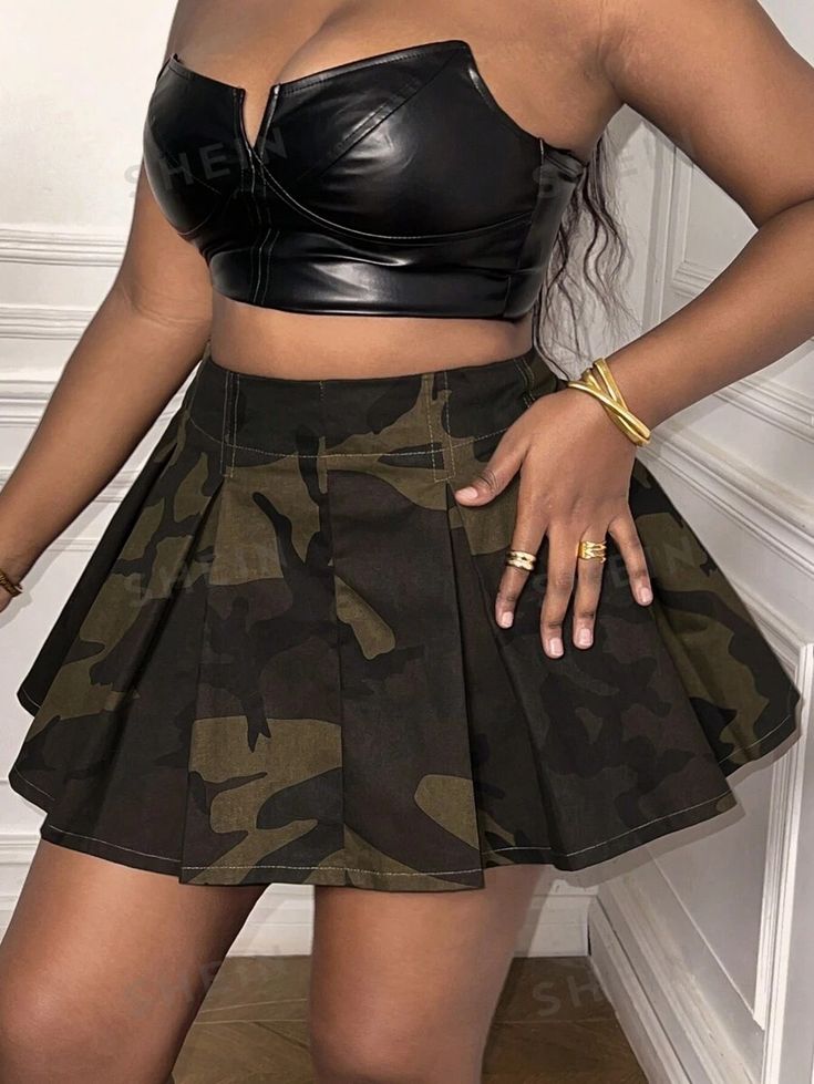 SHEIN Slayr Street Casual A-Line Camouflage Plus-Size Skirt for Sale Australia| New Collection Online| SHEIN Australia Pleaded Skirt Outfits, Pleated Skirt Outfits, Pleaded Skirt, Camo Skirt, Plus Size Skirts, Skirts Online, Kids Beachwear, Birthday Outfit, Skirt Outfits