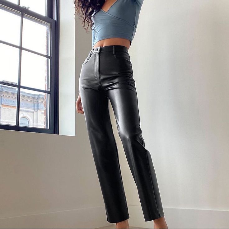 The Melina Pant Short Wilfred High-Waisted Vegan Leather Pants Nwot. Never Worn - Only Tried On Measurements: Size 00 (See Photo For Waist Measure) 25” Inseam 9” Rise Content: 100% Polyurethane; Interior: 100% Polyester Care: Machine Wash Aritzia: “These Are High-Rise Straight-Leg Pants With Five-Pocket Styling And A Universally Flattering Fit. They’re Made With Our Innovative Vegan Leather That Looks And Feels Like The Real Thing. They Have An Authentic Drape And A Soft Sheen That Feels Right F Chic High-waisted Winter Bottoms, Melina Pant, Wilfred Pants, Vegan Leather Pants, Baddie Fits, Straight Leg Pants, Short Pants, Leg Pants, Pant Jumpsuit