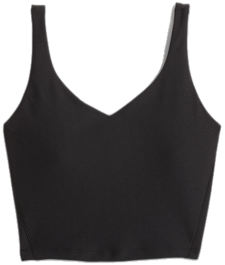 Fitted Tank Sports Bra With Built-in Padding, Fitted Black V-neck Sports Bra, Black Sports Bra With Seamless Construction And Wide Straps, Fitted Tank Top With Built-in Padding, Fitted Full Coverage Sports Bra With Built-in Cups, Black Seamless V-neck Sports Bra, Sporty Sleeveless Tank Top With Built-in Padding, Black Athleisure Tank Top With Built-in Padding, Fitted Sports Bra With Built-in Cups