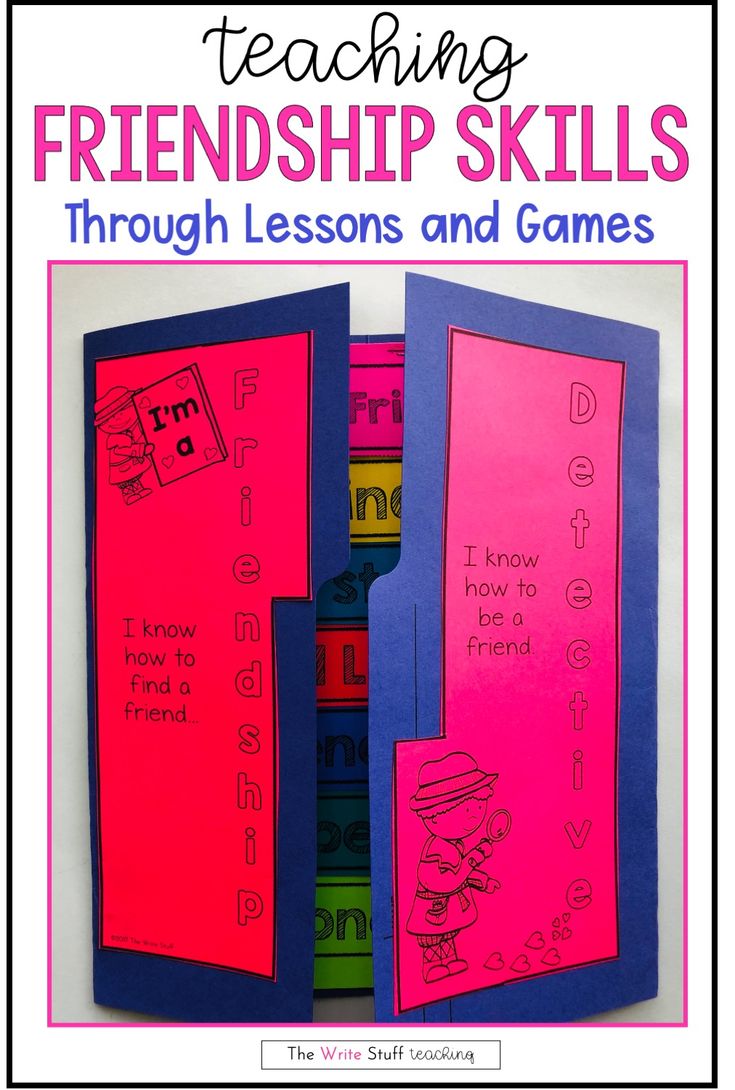 an open book with words and pictures on it that says, teaching friendship skills through lessons and games