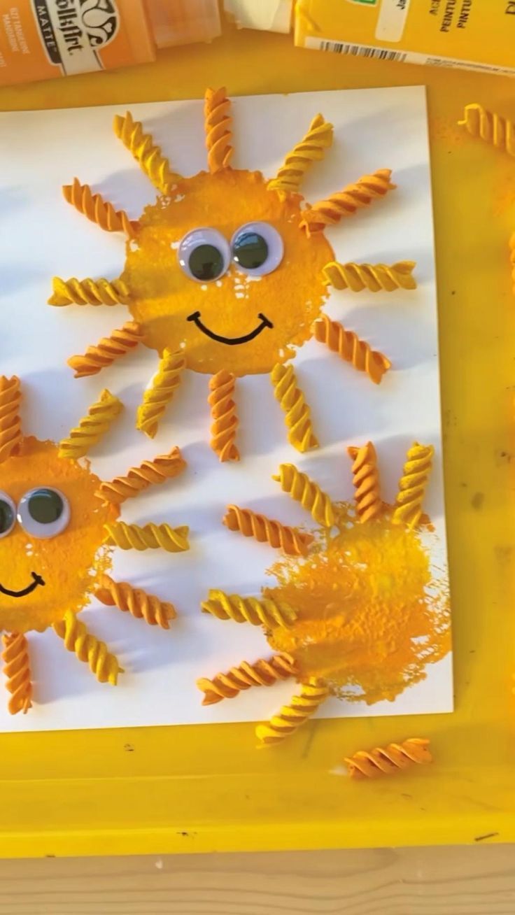 sun crafts for kids made with pasta and glue