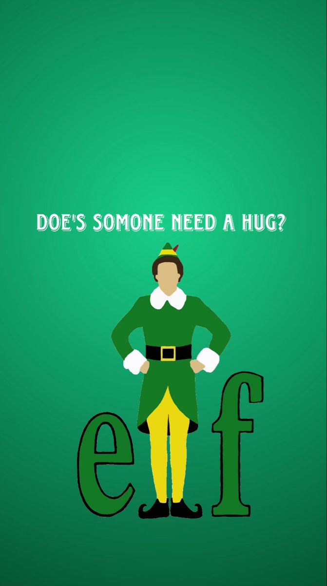 an elf is standing with his hands on his hips and the words elf are written in green