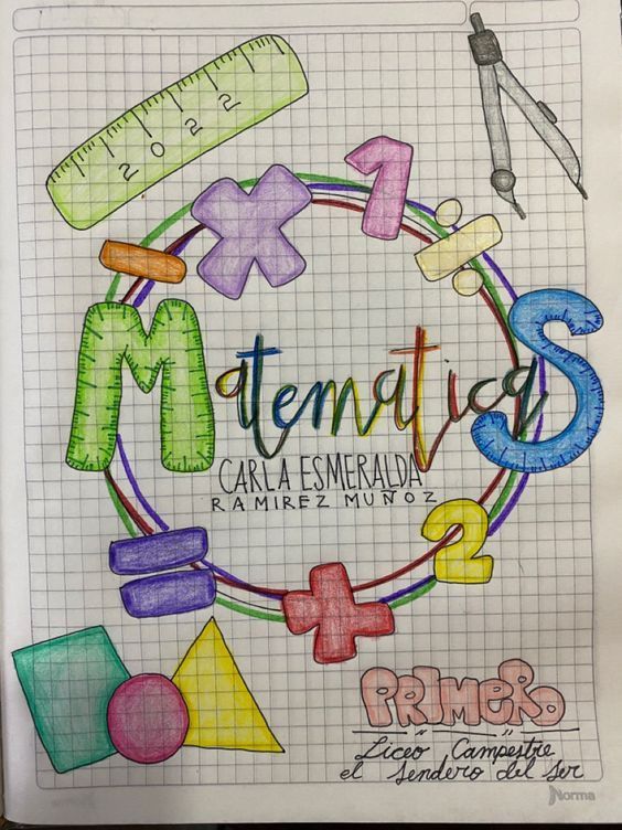 a notebook with some drawings on it and the words international school written in different colors