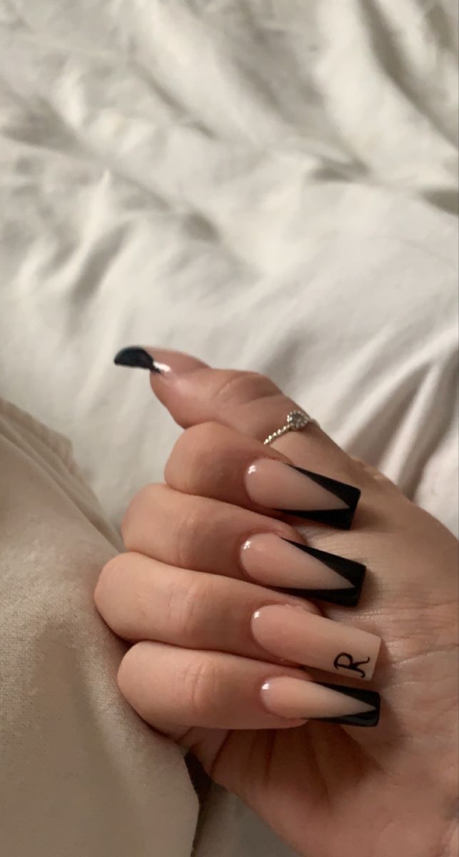 Unghie Sfumate, Black Acrylic Nails, Colored Acrylic Nails, Girly Acrylic Nails, French Tip Acrylic Nails, Simple Acrylic Nails, Short Square Acrylic Nails, Almond Shape, Long Square Acrylic Nails