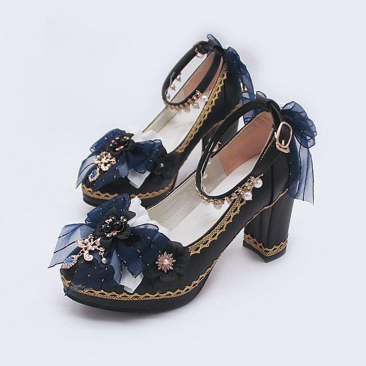 Starry Night Lolita Buckle Bow Pearl Princess Dance Shoes MK16343 - mkkawaiishop Dark Blue Shoes Aesthetic, Space Shoes Aesthetic, Genshin Shoes Ideas, Starry Aesthetic Clothes, Shoes Fantasy Design, Pretty Shoes Aesthetic, Starry Shoes, Starry Accessories, Fantasy Shoes Heels