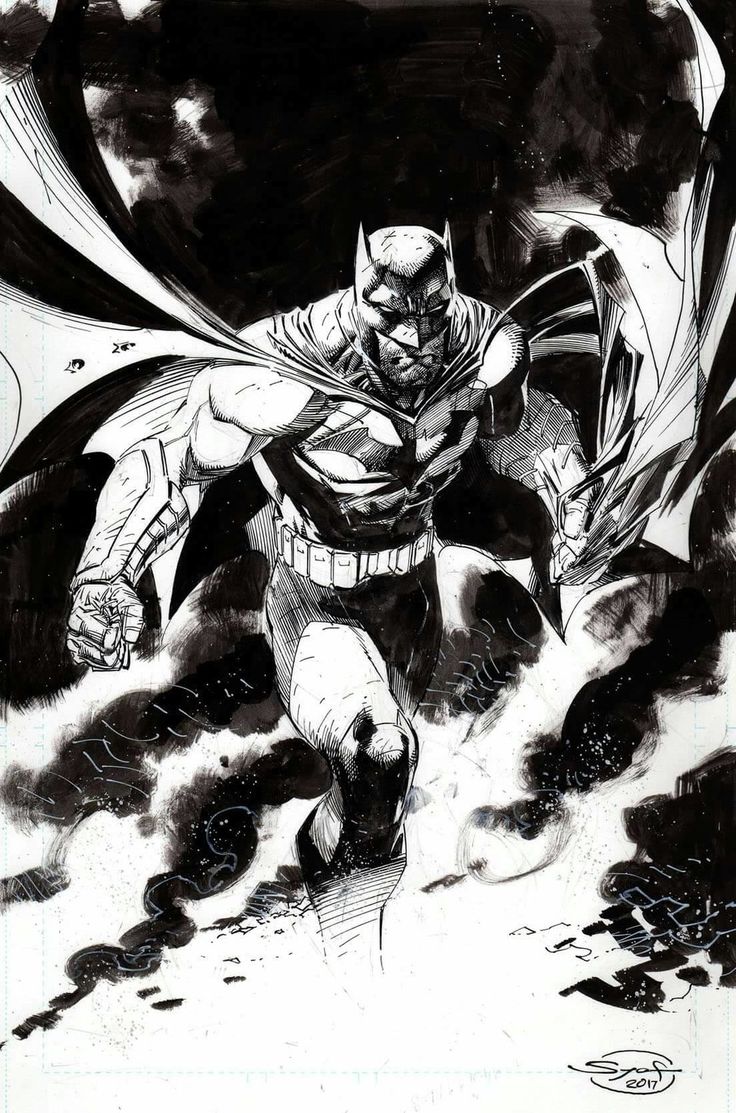 the batman in black and white ink drawing by mark vandervegte, who is