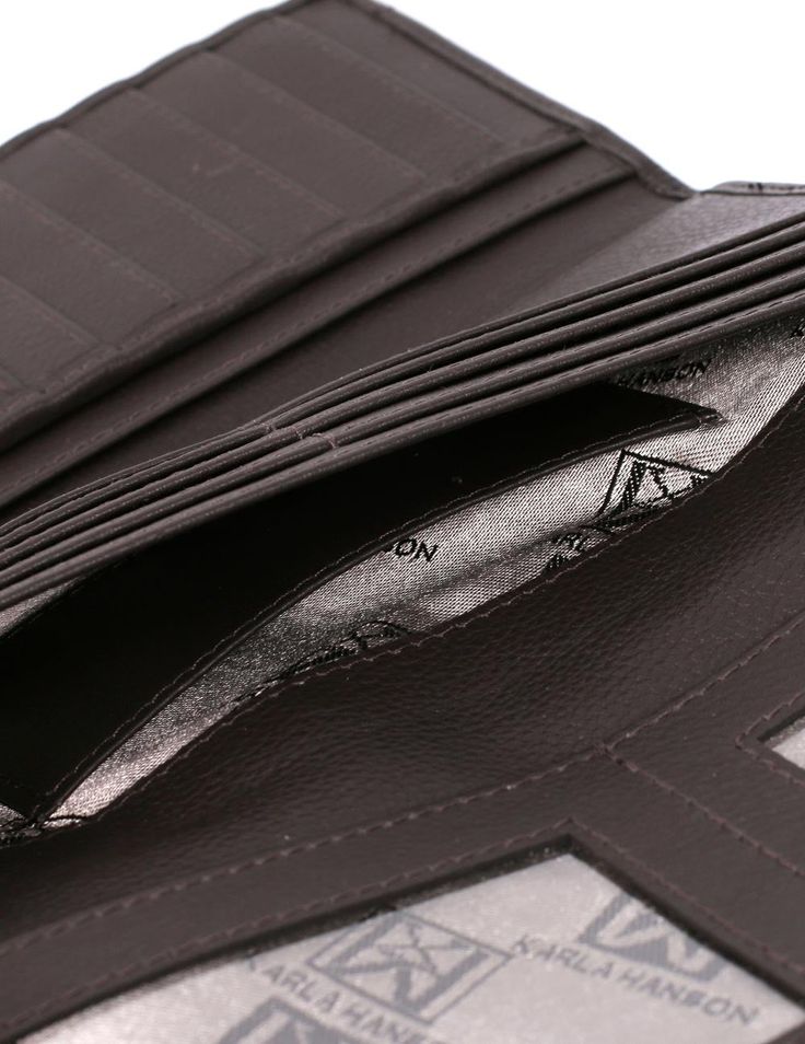 The comprehensive organization of our KARLA HANSON® Women's Wallet meets the convenience of a trifold in this accessible snap-close design. Durable yet refined in textured pebble leather, it allows you to see everything inside at a glance. Built in RFID defender technology protects your ID and credit cards. Features: Women’s trifold wallet 1 back zipper pocket 16 card slots 3 ID windows 5 bill slots RFID card defender Double snap closure Gift box Size: 19L x 9.5H x 3D cmExterior: LeatherInterior Leather Trifold Wallet, Trifold Wallet, At A Glance, Leather Interior, Compact Design, Credit Cards, Pebbled Leather, Wallets For Women, Snap Closure