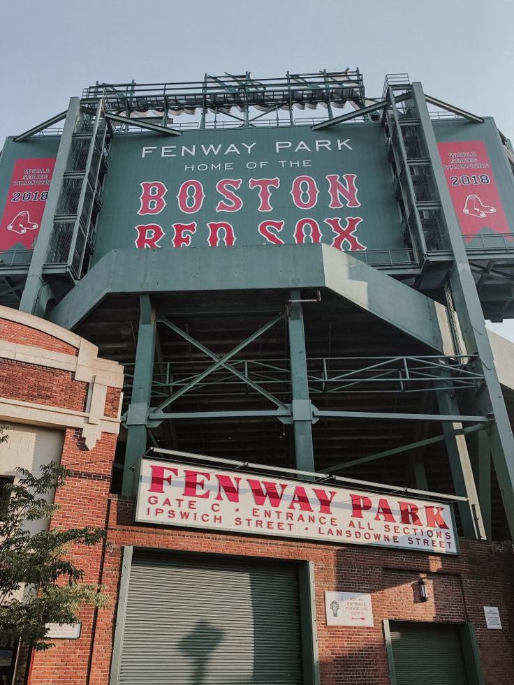 fenway park boston red sox sign on the side of the stadium's bleachers