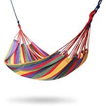 a colorful hammock hanging from a rope