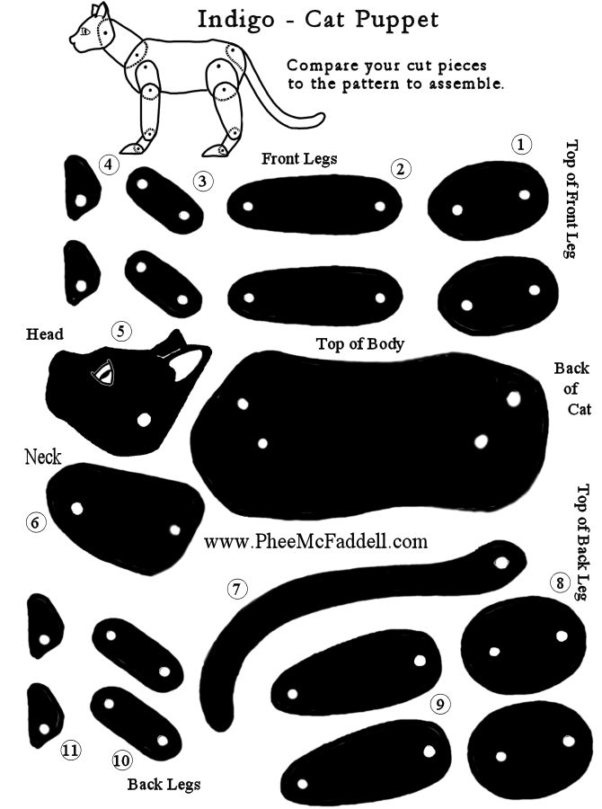 the instructions for how to cut out an animal's tail and foot shapes in paper