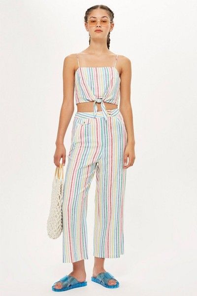 12 Summer Co-Ords To Buy Now | sheerluxe.com Co Ords Outfits Two Pieces, Co Ord Outfits, Summer Co Ords, Cropped Wide Leg Trousers, Rainbow Outfit, Legging Outfits, Co Ords, Topshop Outfit, Mode Online