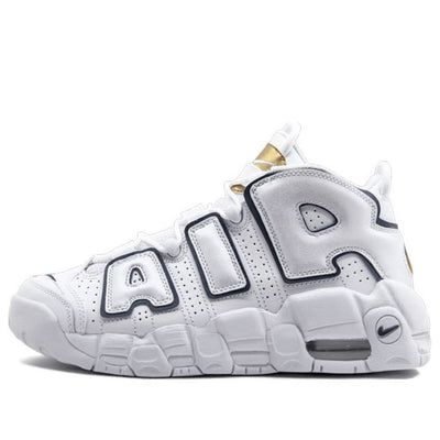 (GS) Nike Air More Uptempo 'Midnight Navy' 415082-109 (SNKR/Retro/High Top/Basketball) Gold Basketball Shoes, Gold Basketball, Reps Shoes, Fake Shoes, Nike Air More Uptempo, Nike Air More, Slippers Online, Navy Outfit, Limited Edition Sneakers