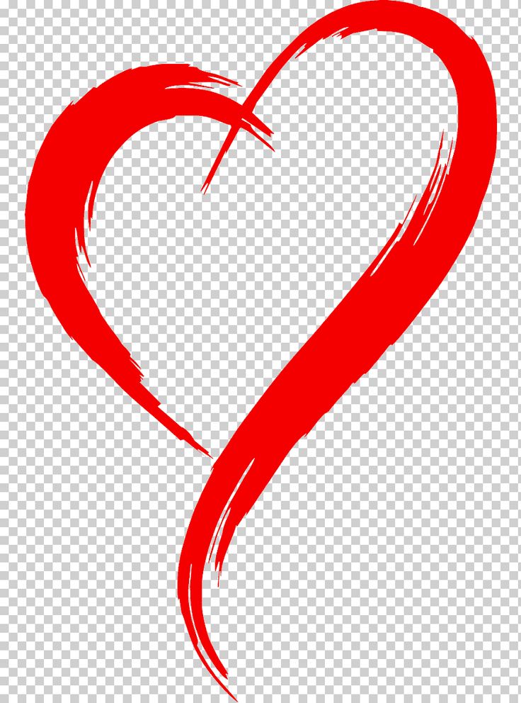 a red heart drawn with brush strokes on a transparent background, hd png clipart