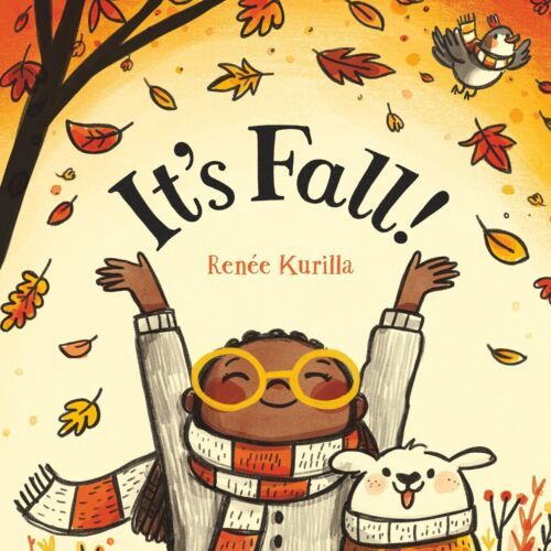 it's fall by kence kurlia with an illustration of a boy holding his hands up in the air