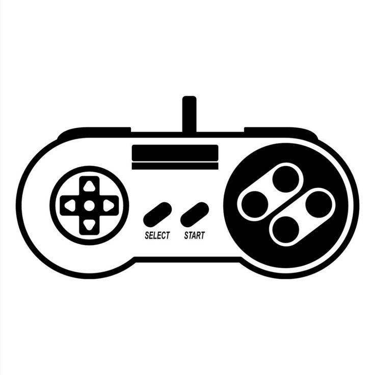 a black and white drawing of a video game controller with the word select start on it