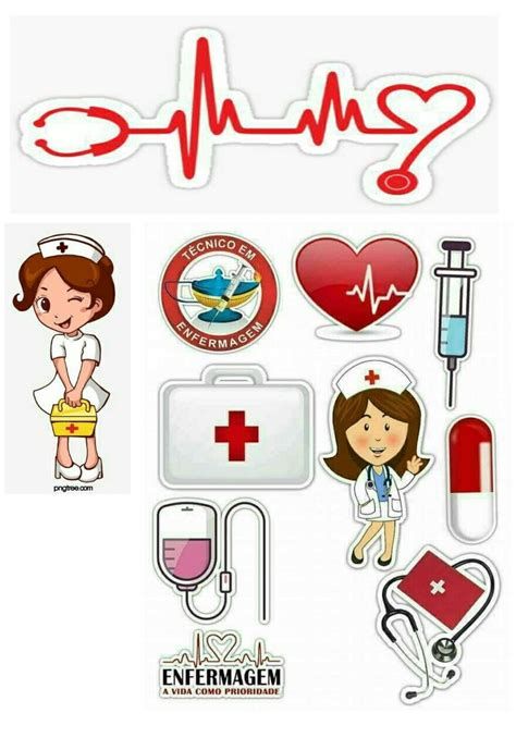 an image of medical stickers on a white background with the words, doctor and nurse