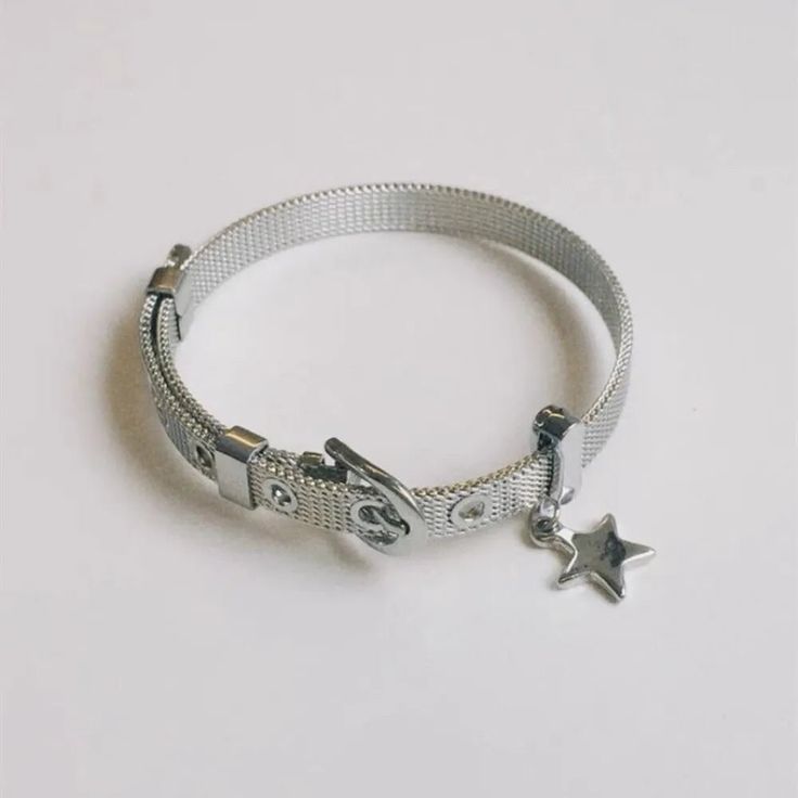 42614137946308 Trendy Silver Star Bracelet, Adjustable Stainless Steel Star Jewelry, Adjustable Stainless Steel Star-shaped Jewelry, Y2k Star, Y2k Harajuku, Pentagram Pendant, Bangles For Women, Titanium Bracelet, Vintage Punk