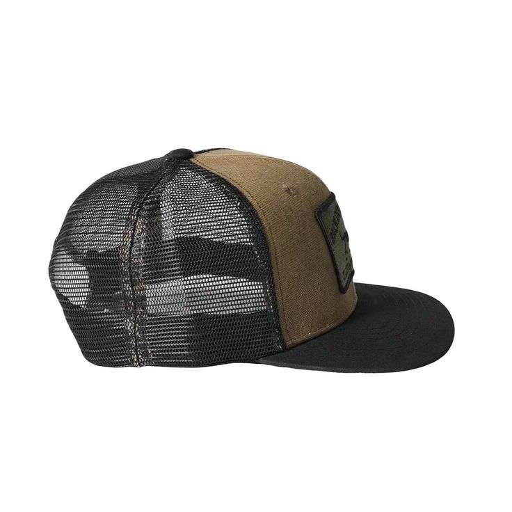 The Pursuit Trucker Olive -Black is the perfect accessory for all outdoor enthusiasts. Made with waxed cotton material, this stylish trucker hat offers superior protection from the elements while maintaining a classic look. Expertly designed for durability and comfort, it's the ideal addition to any adventure. Casual Baseball Cap For Outdoor Work, Black Military Trucker Hat For Outdoor, Brown Six-panel Trucker Hat For Outdoor Activities, Black Military Baseball Cap For Outdoor, Durable Casual Hat For Outdoor Work, Casual Durable Hats For Outdoor Work, Rugged Outdoor Hats With Waxed Finish, Rugged Outdoor Hat With Leather Patch, Brown Baseball Cap Trucker Hat For Hiking