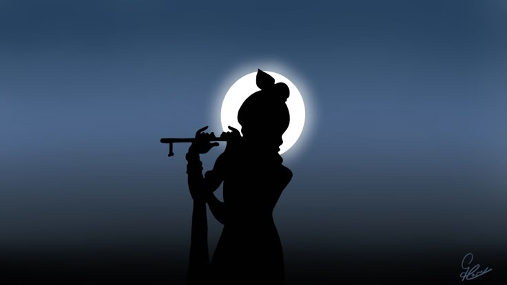 the silhouette of a person holding a telescope in front of a full moon with a bird on it