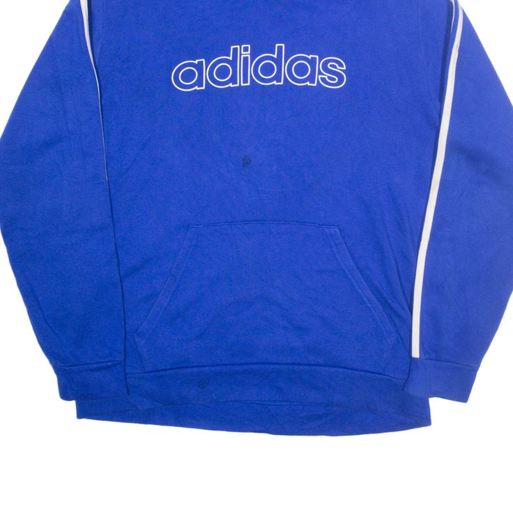 Item is in used condition. Small mark to front and sleeve. Missing drawstring. >Size: M >Armpit To Armpit: 24" >Armpit To Cuff: 21" >Collar To Hem: 27" Blue Pullover, Adidas Hoodie, Wholesale Shoes, Beauty Bag, Cardigan Coat, Active Wear Tops, Board Shorts, Eyewear Sunglasses