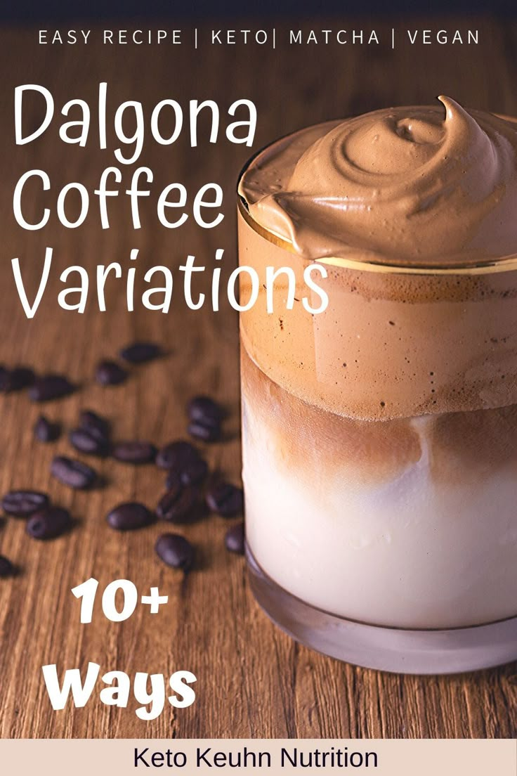 an image of coffee variations with text overlay