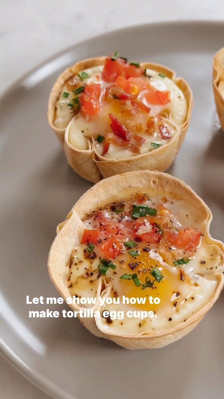 three small cups filled with food sitting on top of a plate