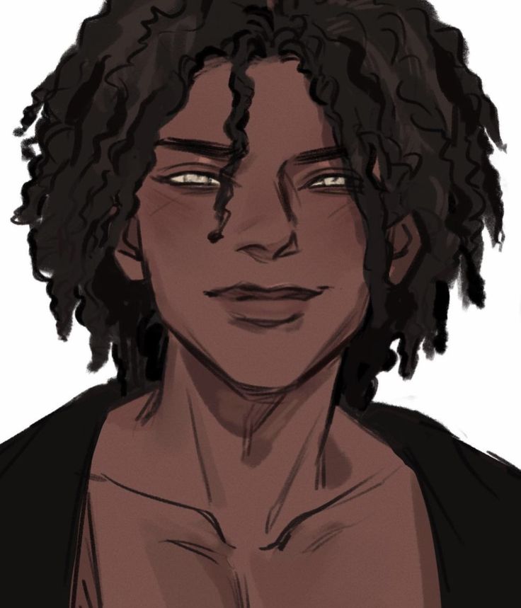 a drawing of a person with curly hair