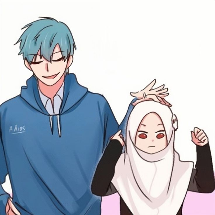 two people with blue hair are standing next to each other and one is wearing a hoodie